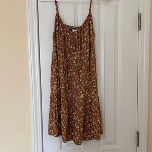 Old Navy Floral Midi Dress in Brown and White